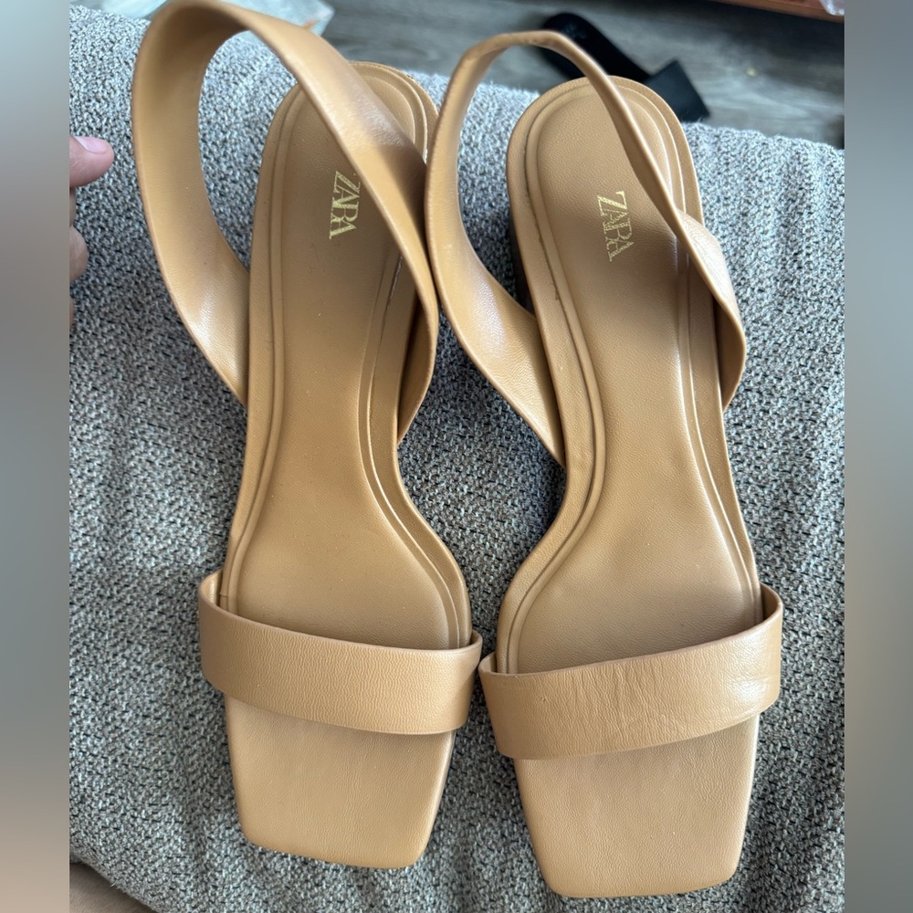 Zara nude chunky heels